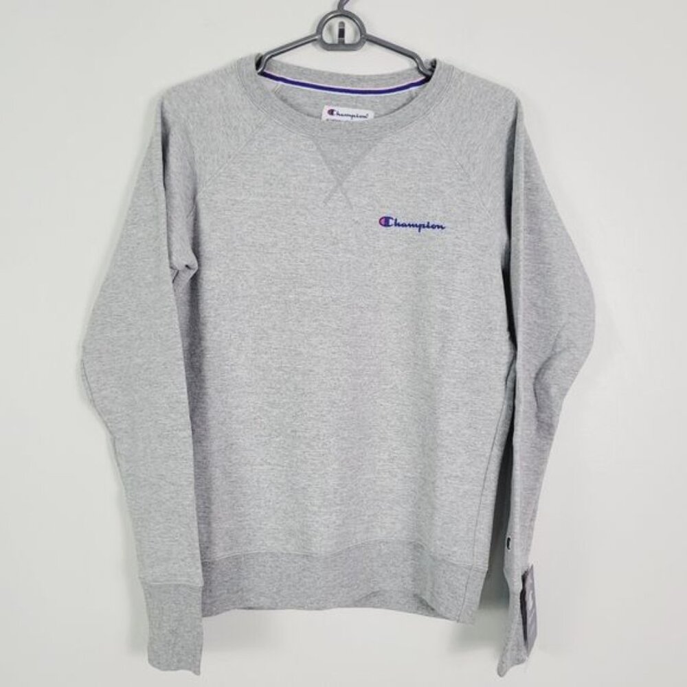 Champion Powerblend Crew Script Outline X- Small Oxford Gray